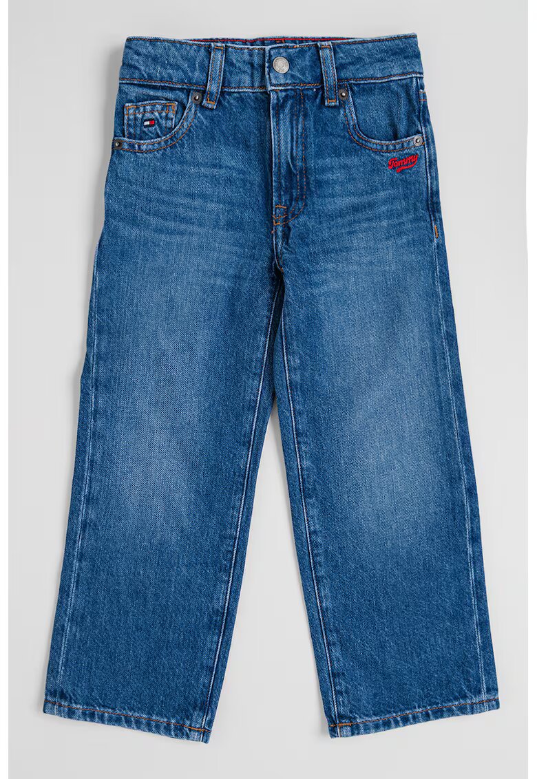 Tommy Hilfiger Blugi cu croiala dreapta si broderie logo - Albastru pastel