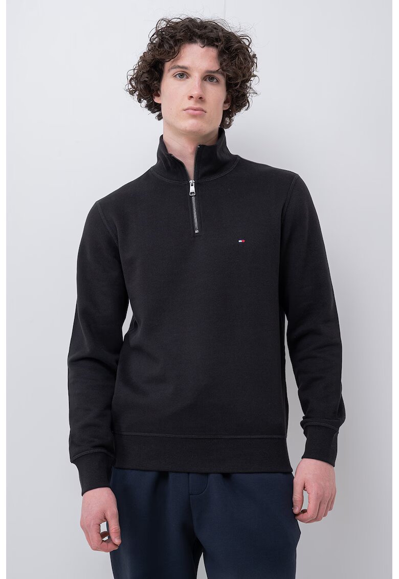 Tommy Hilfiger Bluza de trening cu fermoar scurt - Negru