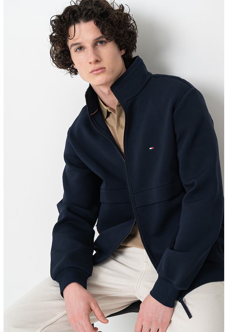 Tommy Hilfiger Bluza de trening din amestec de bumbac cu fermoar - Albastru ultramarin