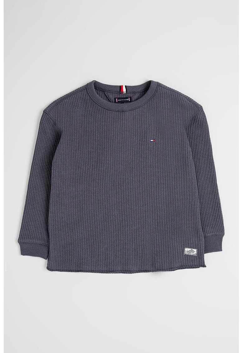 Tommy Hilfiger Bluza din amestec de bumbac organic cu model texturat - Gri inchis
