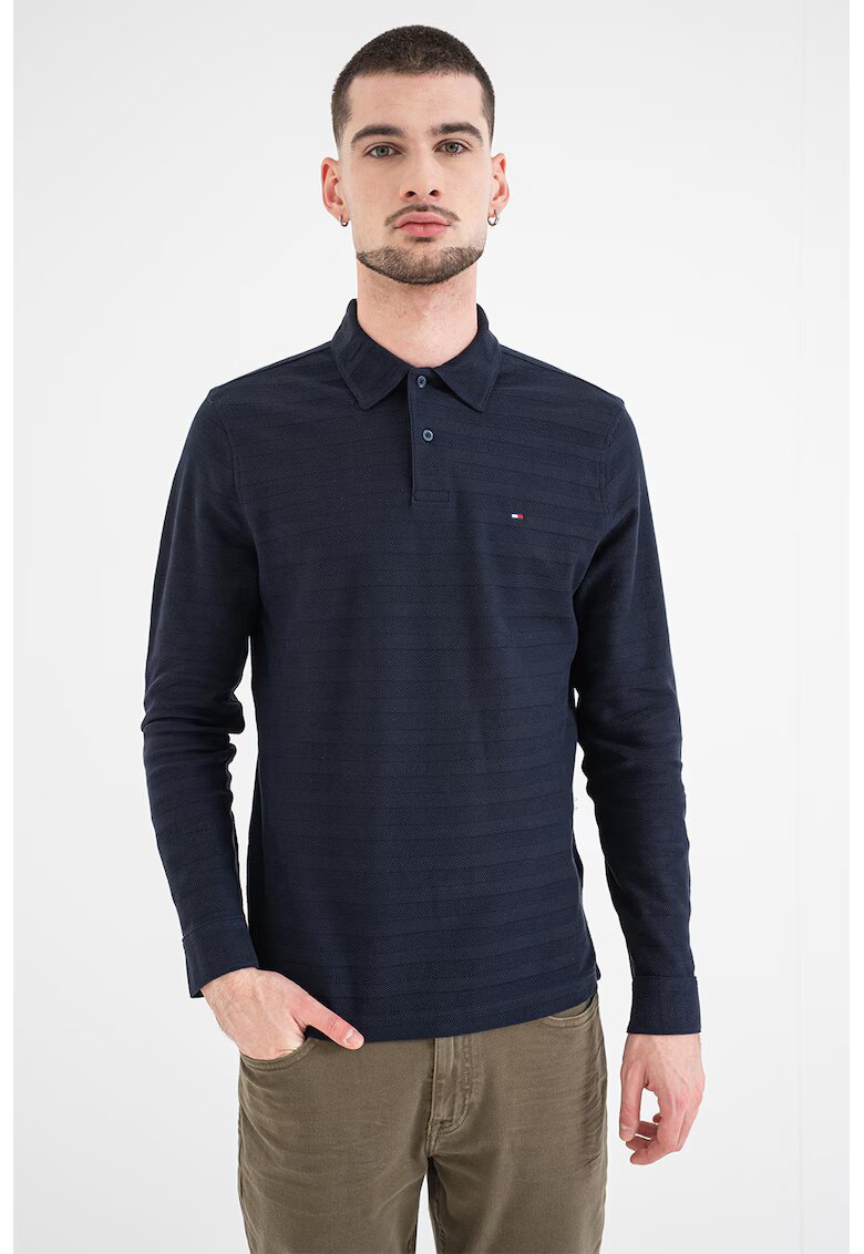 Tommy Hilfiger Bluza polo cu logo discret - Bleumarin
