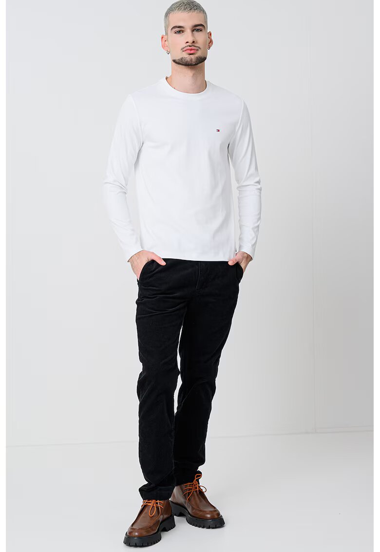 Tommy Hilfiger Bluza slim-fit cu decolteu la baza gatului - Alb optic