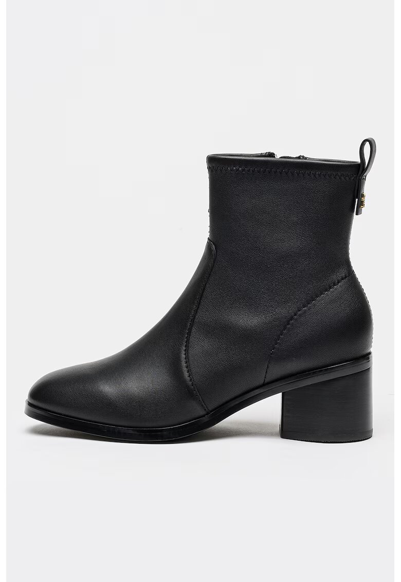 Tommy Hilfiger Botine din piele cu fermoar si toc - Negru