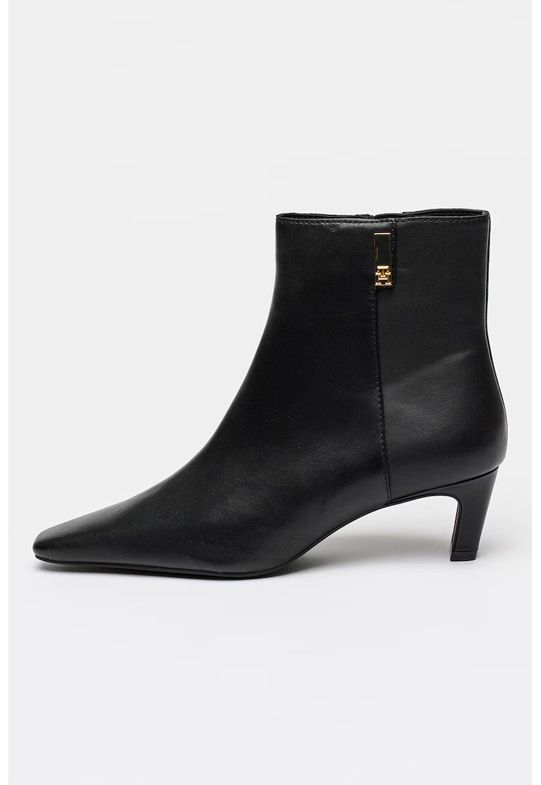 Tommy Hilfiger Botine din piele cu varf patrat - Negru