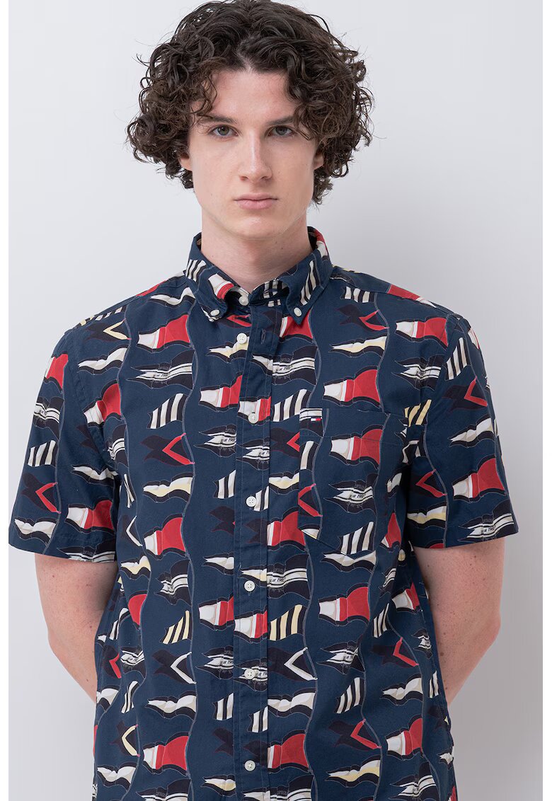 Tommy Hilfiger Camasa regular fit cu model grafic - Albastru inchis