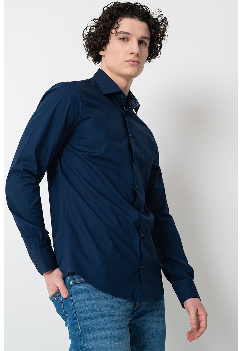 Tommy Hilfiger Camasa slim fit din amestec de bumbac - Albastru inchis