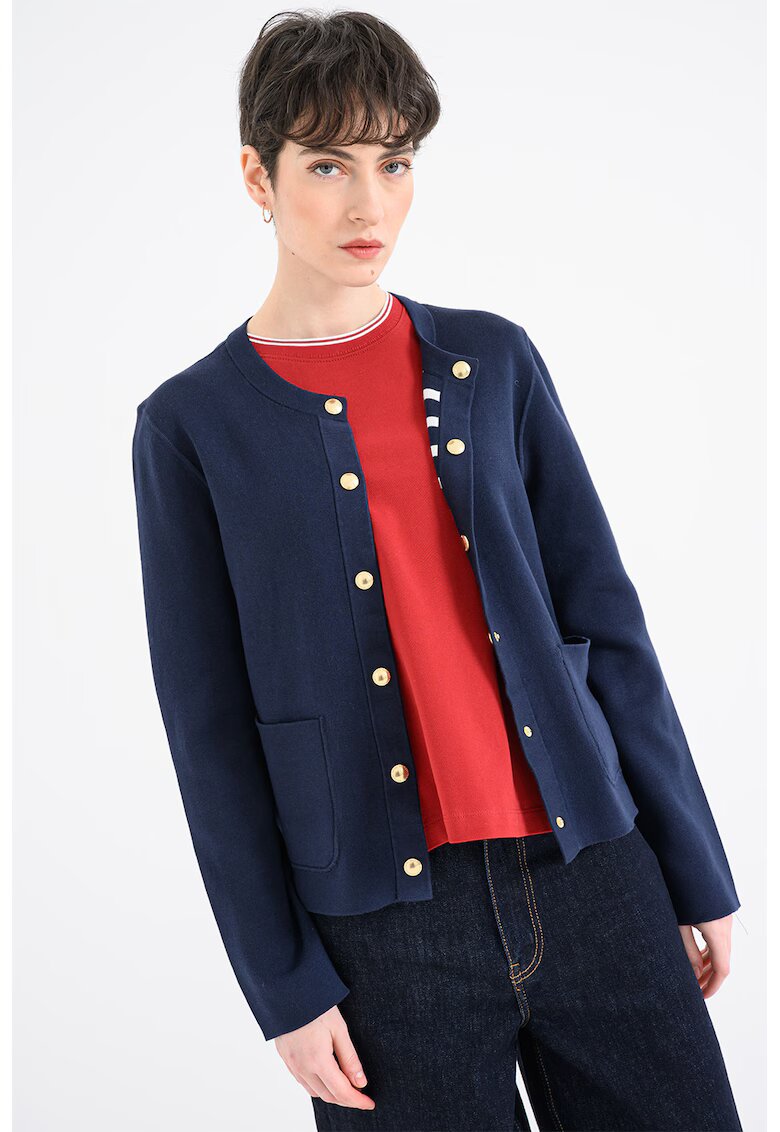 Tommy Hilfiger Cardigan din bumbac cu nasturi - Bleumarin