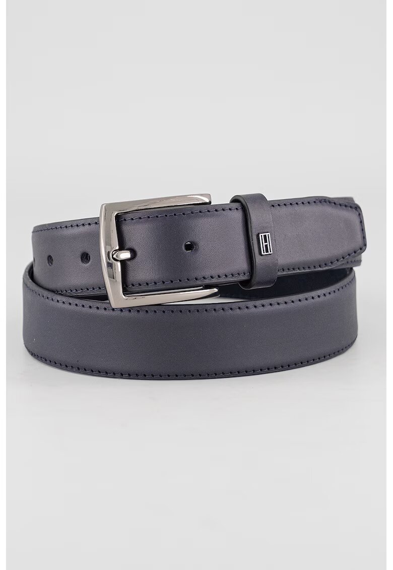 Tommy Hilfiger Curea din piele cu aplicatie logo discreta - Bleumarin
