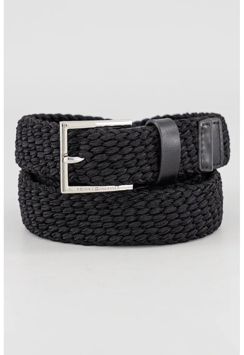 Tommy Hilfiger Curea din piele cu model tesut - Negru