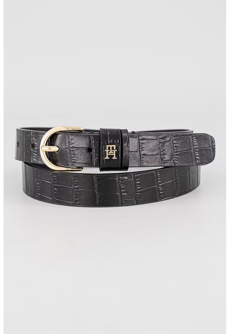 Tommy Hilfiger Curea ingusta din piele - Negru