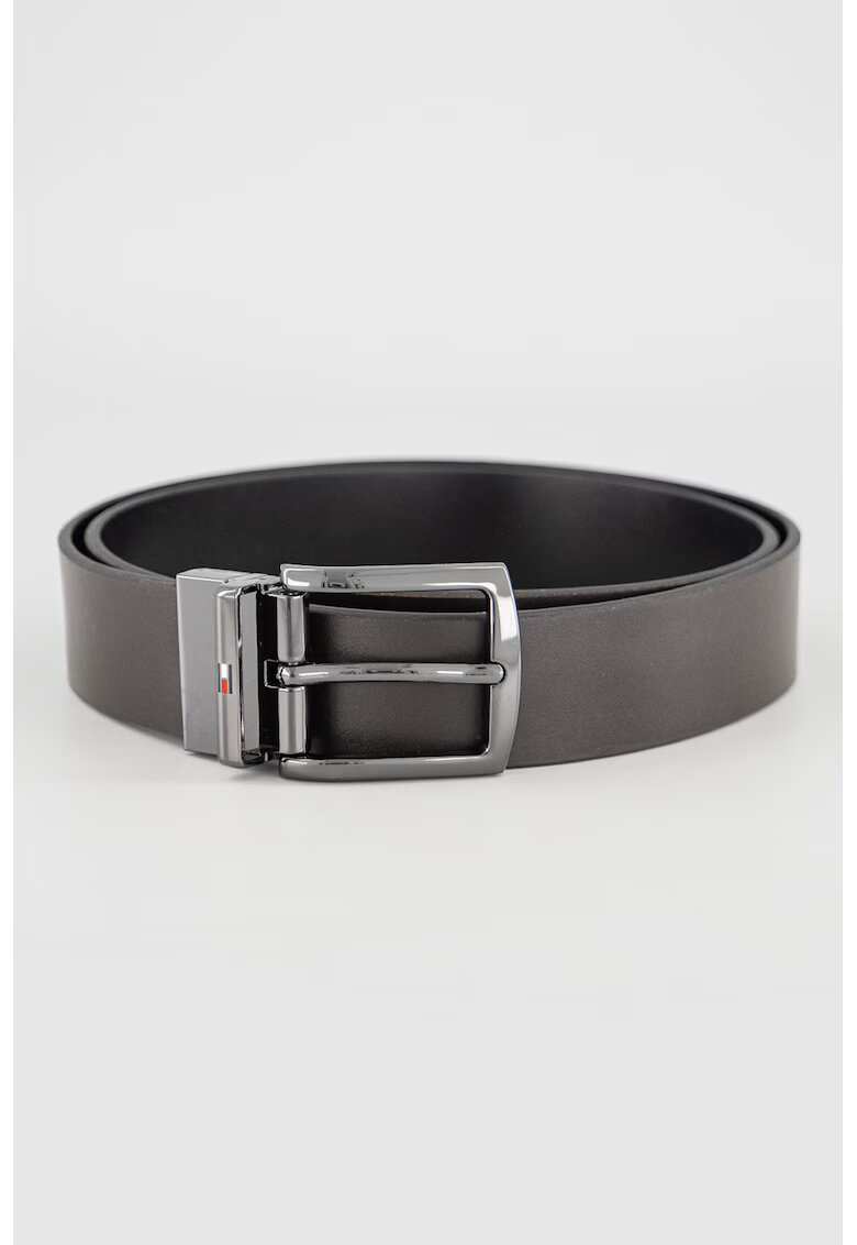 Tommy Hilfiger Curea reversibila din piele Denton - Maro inchis/Negru