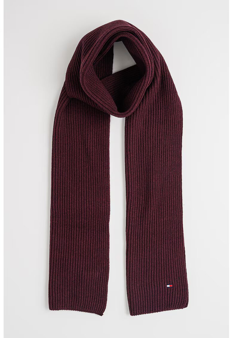 Tommy Hilfiger Fular striat din bumbac si casmir - Visiniu