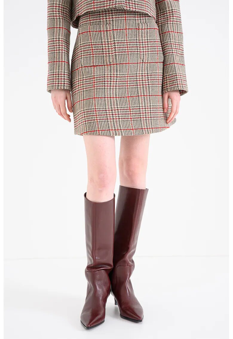 Tommy Hilfiger Fusta mini cu model in carouri - Rosu/Maro taupe