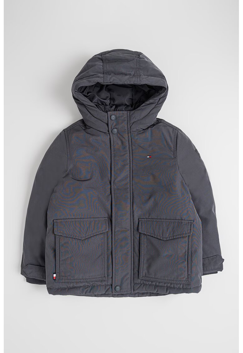 Tommy Hilfiger Geaca cu gluga si buzunare cu clapa - Gri inchis