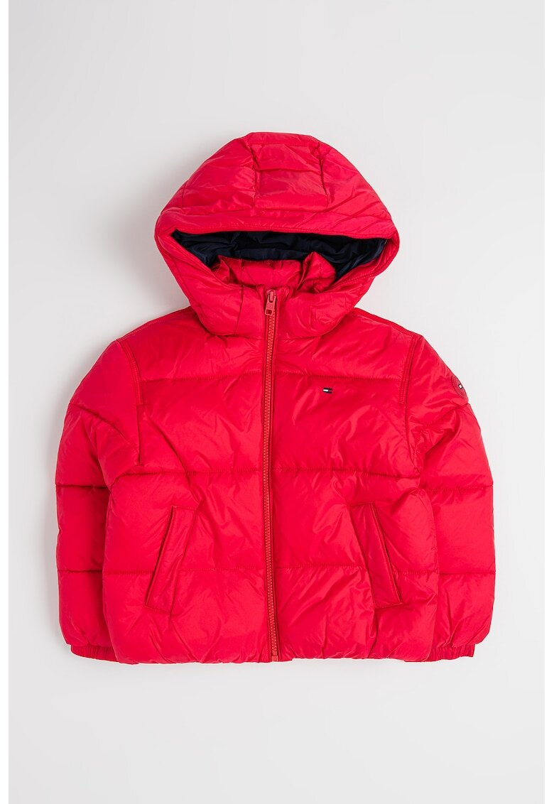 Tommy Hilfiger Geaca matlasata cu gluga - Roz zmeuriu