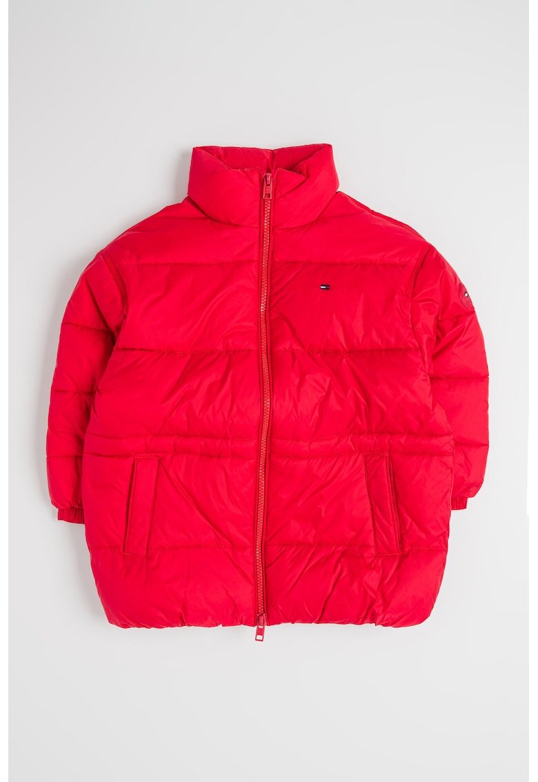 Tommy Hilfiger Geaca matlasata cu guler inalt - Roz zmeuriu