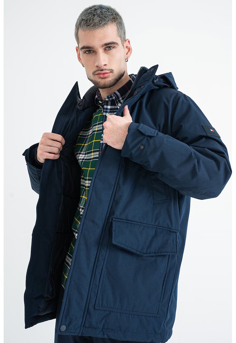 Tommy Hilfiger Geaca parka cu buzunare cu clapa - Bleumarin