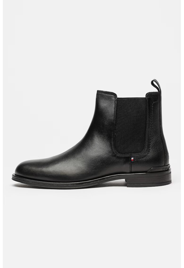 Tommy Hilfiger Ghete Chelsea din piele Corporate - Negru