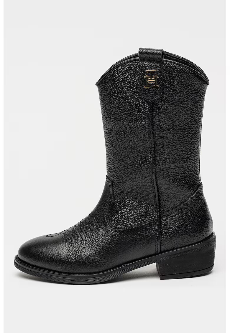 Tommy Hilfiger Ghete cowboy de piele - Negru