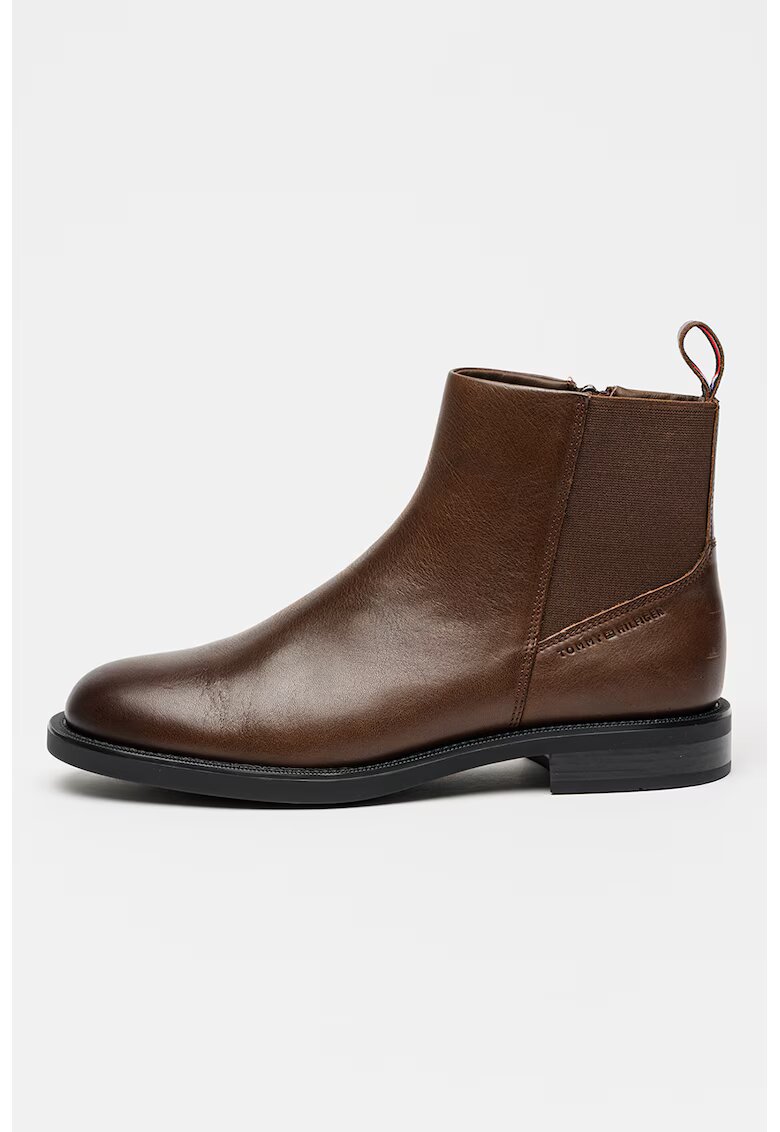 Tommy Hilfiger Ghete de piele cu fermoar lateral - Maro
