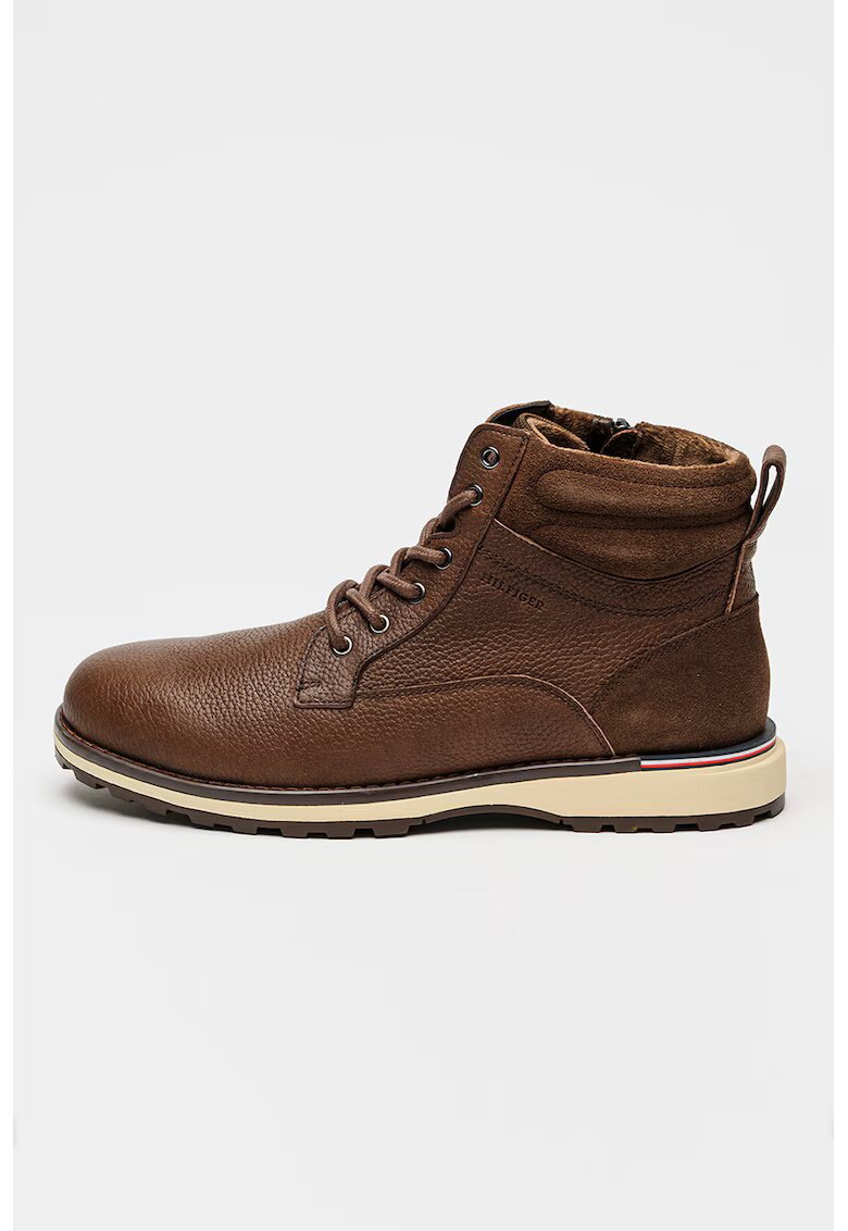 Tommy Hilfiger Ghete de piele si piele intoarsa Corporate - Maro
