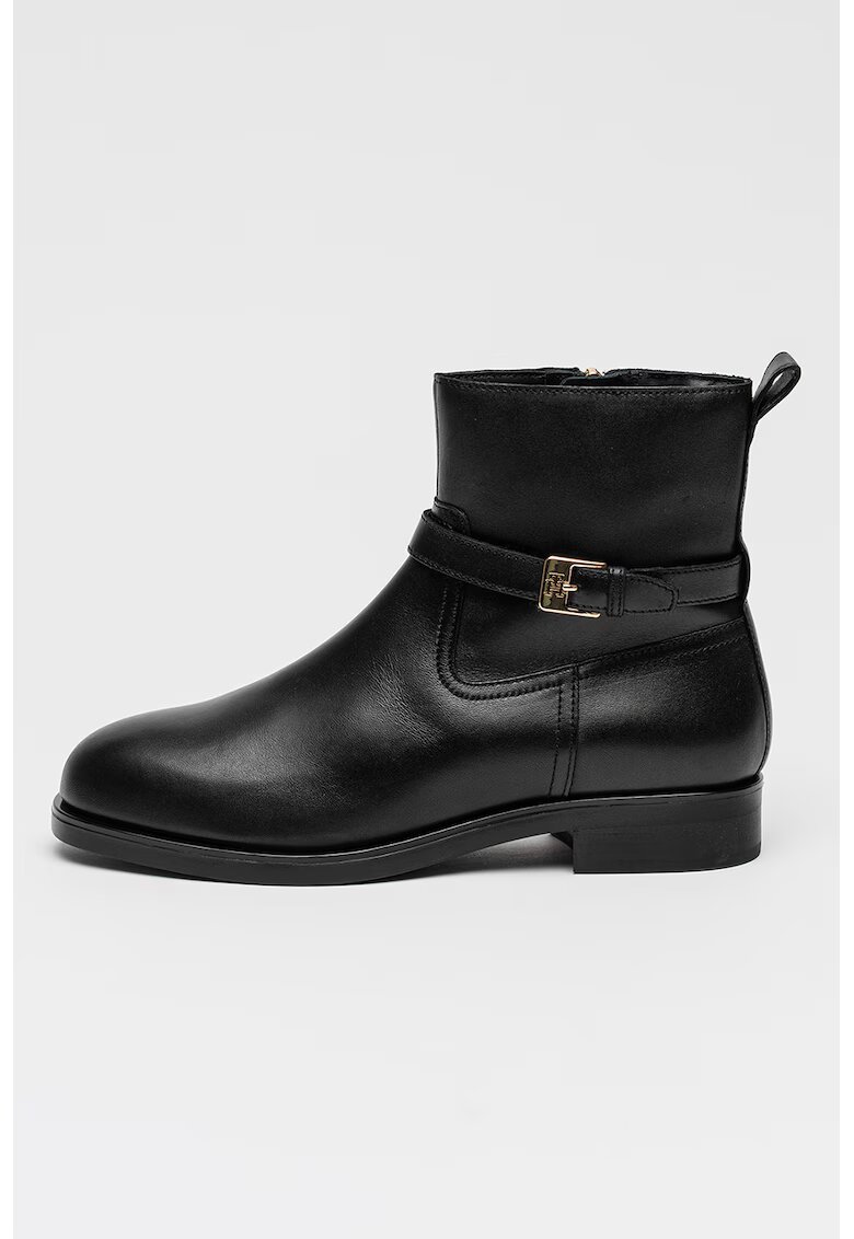 Tommy Hilfiger Ghete din piele cu bareta cu catarana decorativa - Negru