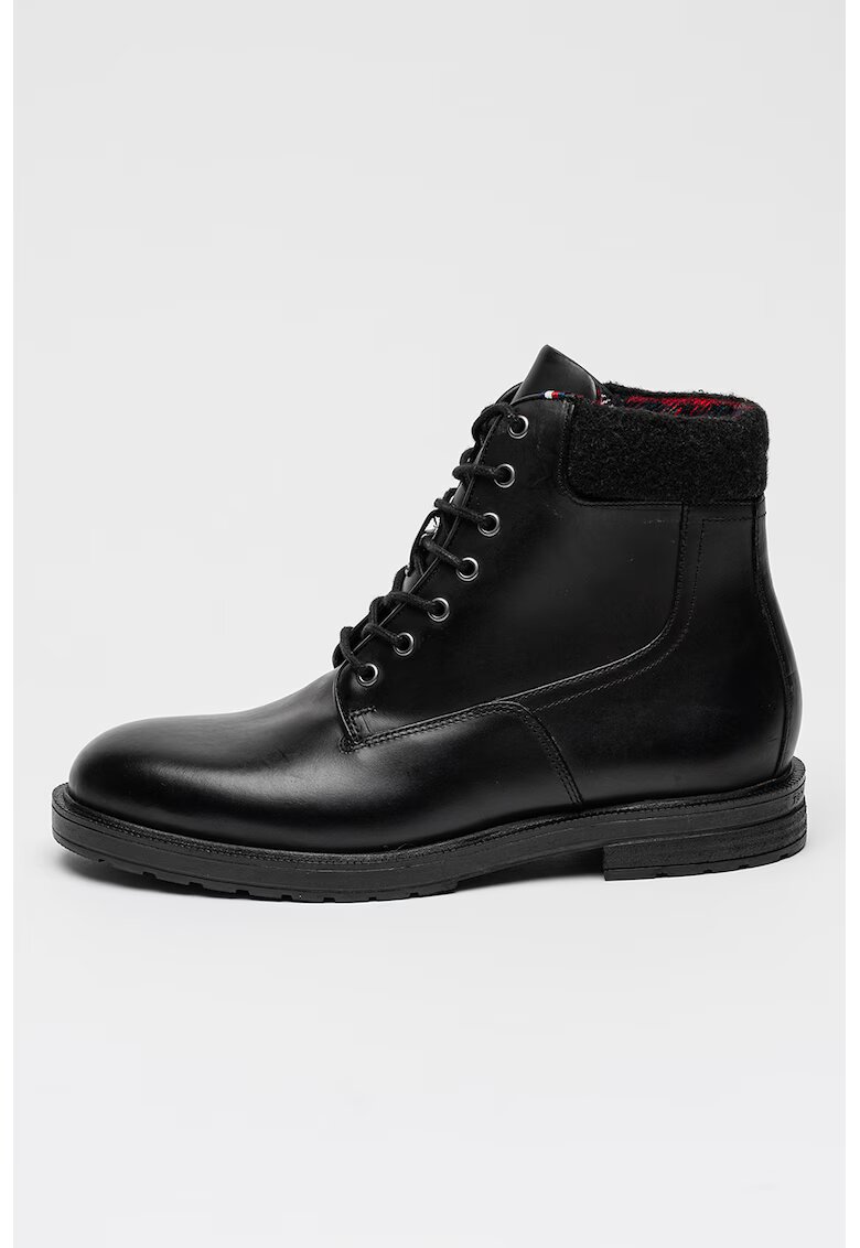 Tommy Hilfiger Ghete din piele cu sireturi - Negru