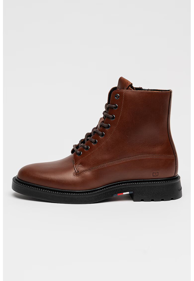 Tommy Hilfiger Ghete din piele cu varf rotund - Maro cognac