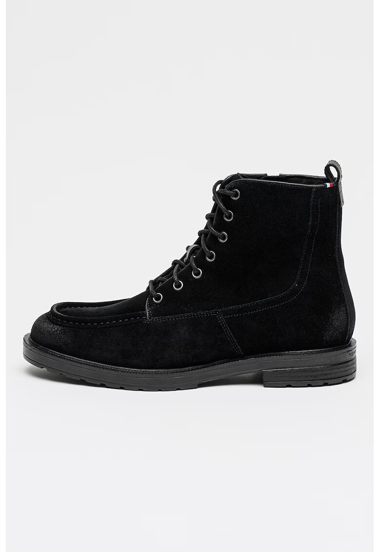 Tommy Hilfiger Ghete din piele intoarsa cu varf rotund - Negru