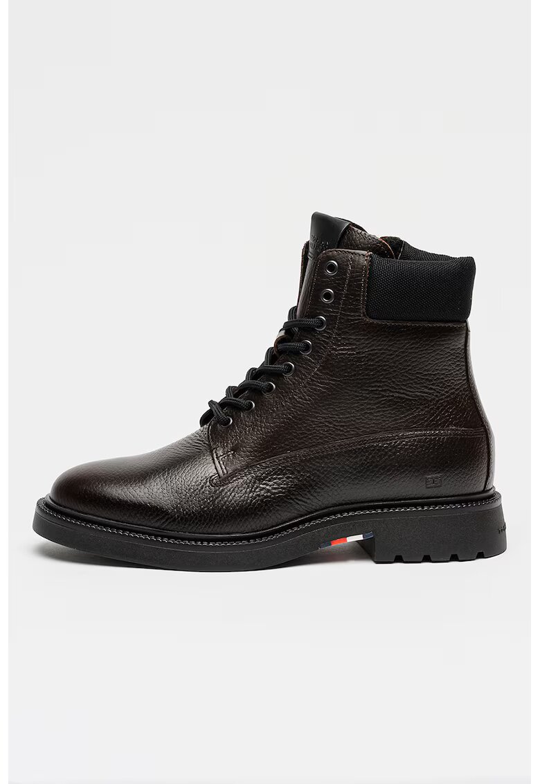 Tommy Hilfiger Ghete din piele si material textil - Maro inchis