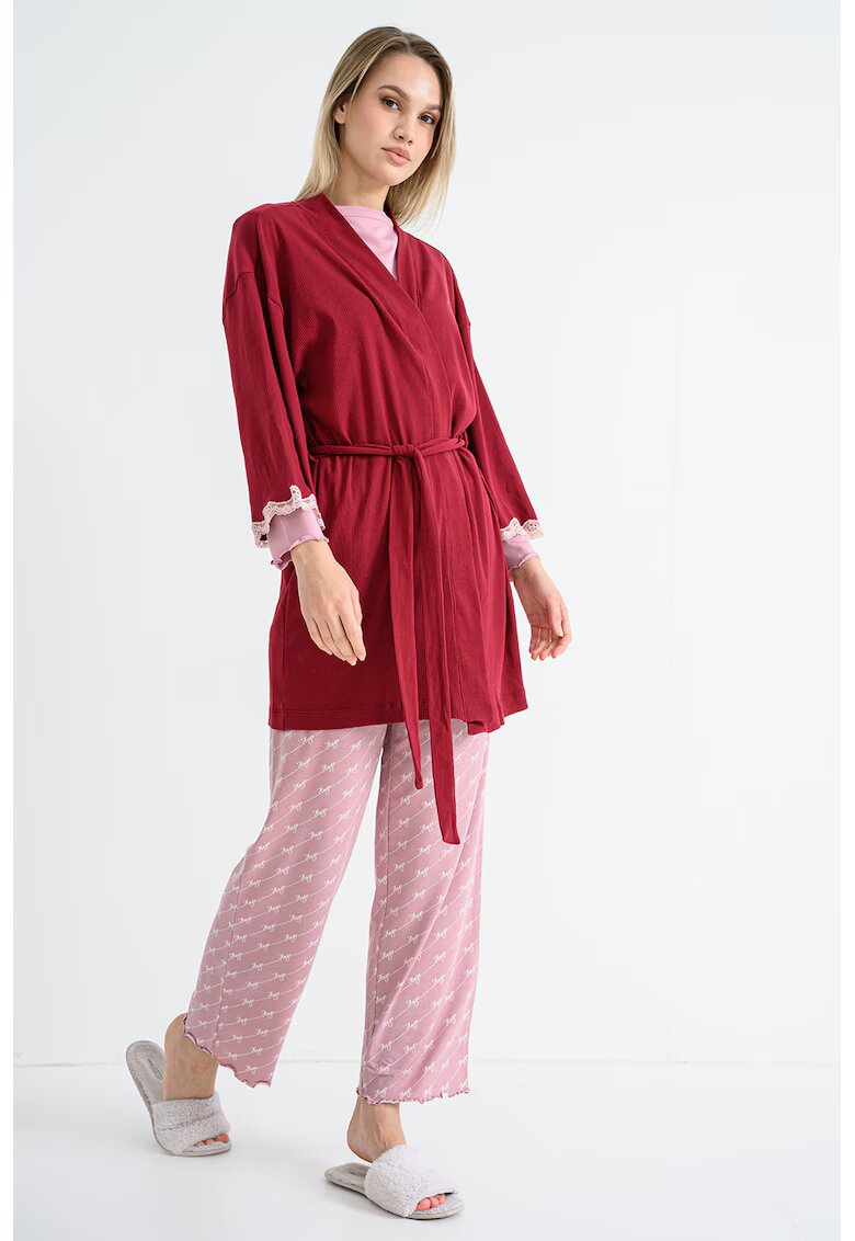 Tommy Hilfiger Halat de baie cu cordon - Visiniu