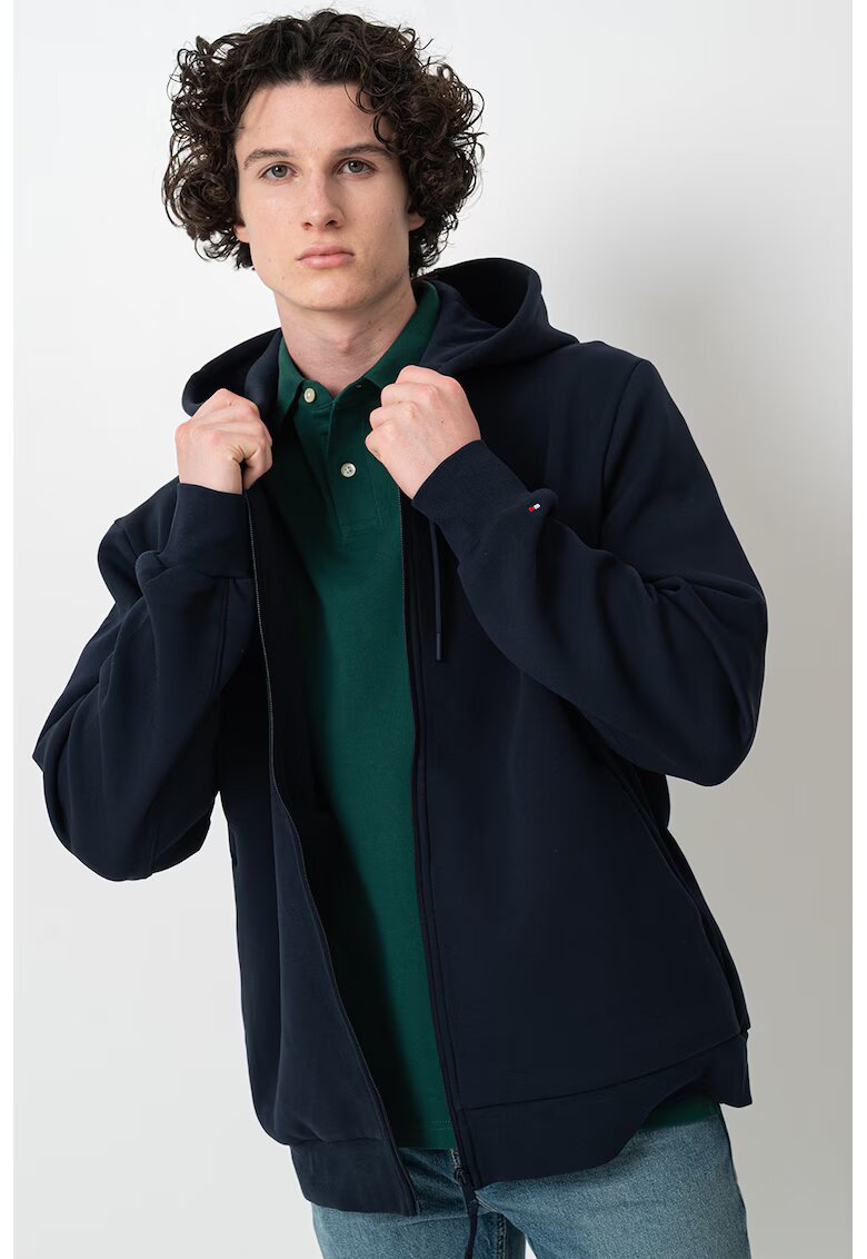 Tommy Hilfiger Hanorac din amestec de bumbac cu fermoar - Albastru ultramarin
