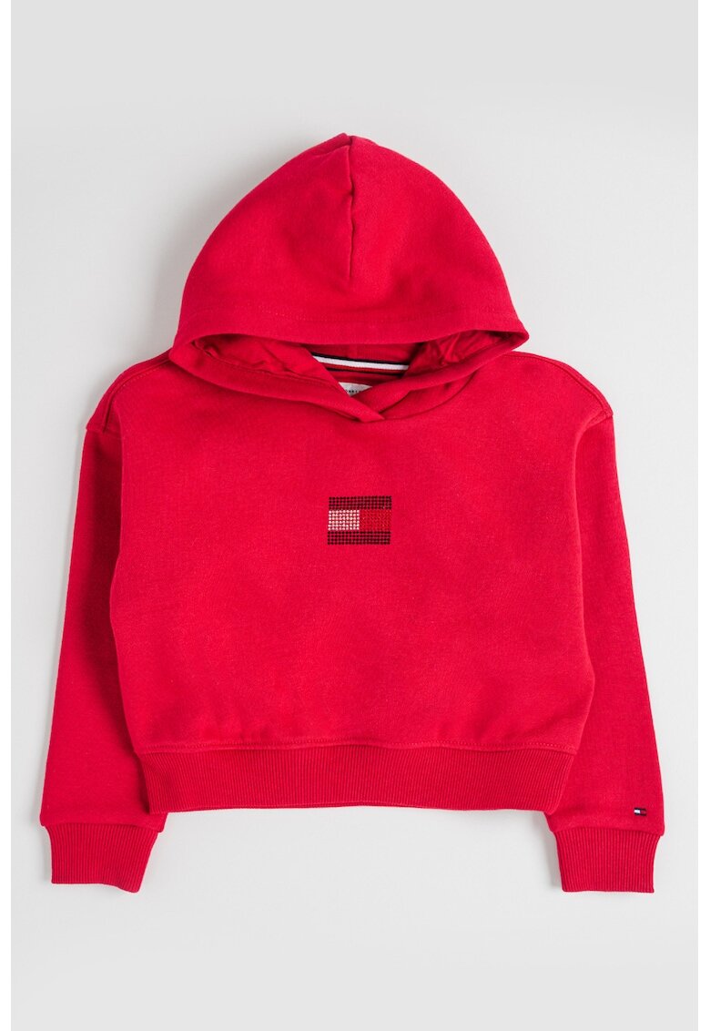 Tommy Hilfiger Hanorac din amestec de bumbac cu strasuri - Roz