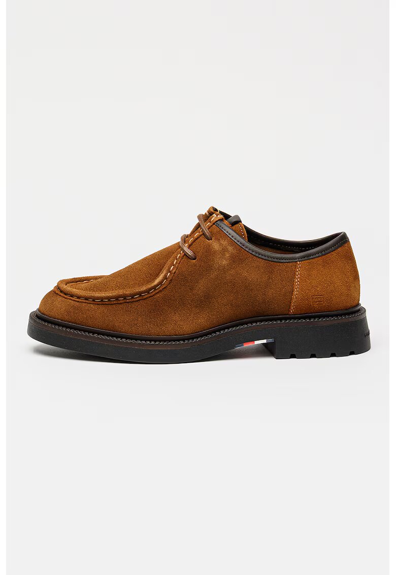 Tommy Hilfiger Mocasini din piele intoarsa cu sireturi Comfort - Maro scortisoara