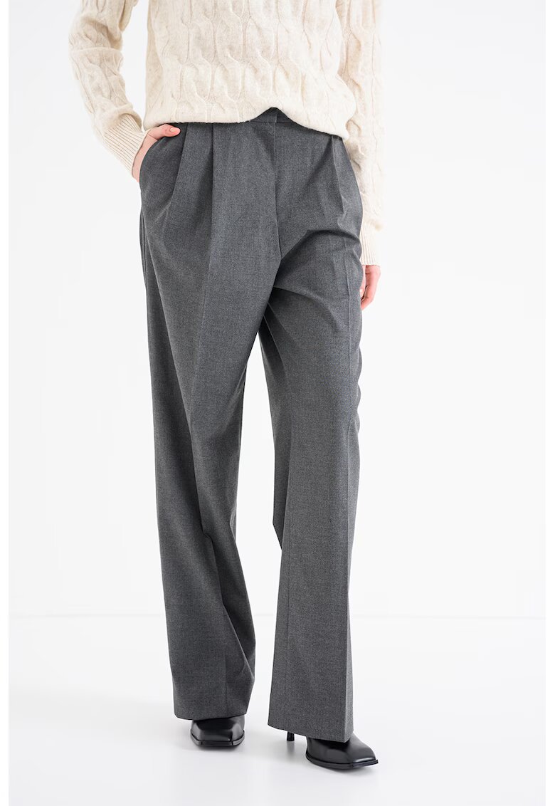 Tommy Hilfiger Pantaloni cu talie inalta si pensa - Gri melange