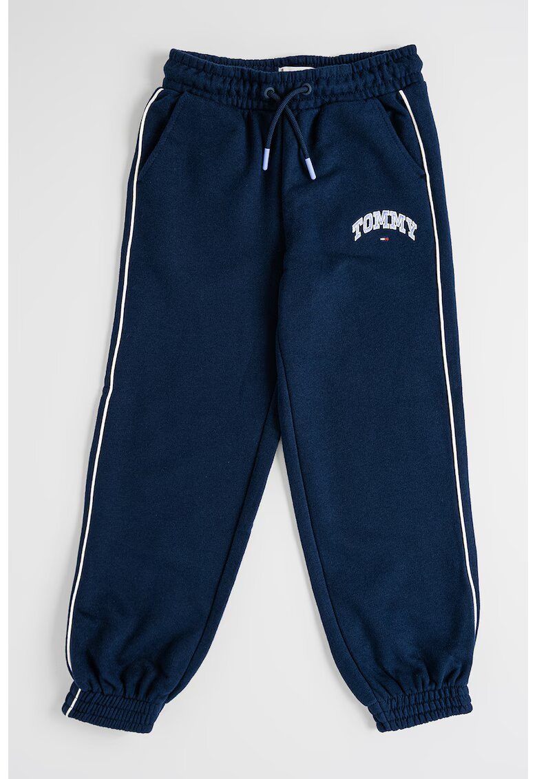 Tommy Hilfiger Pantaloni de trening din amestec de bumbac cu logo - Bej deschis/Bleumarin