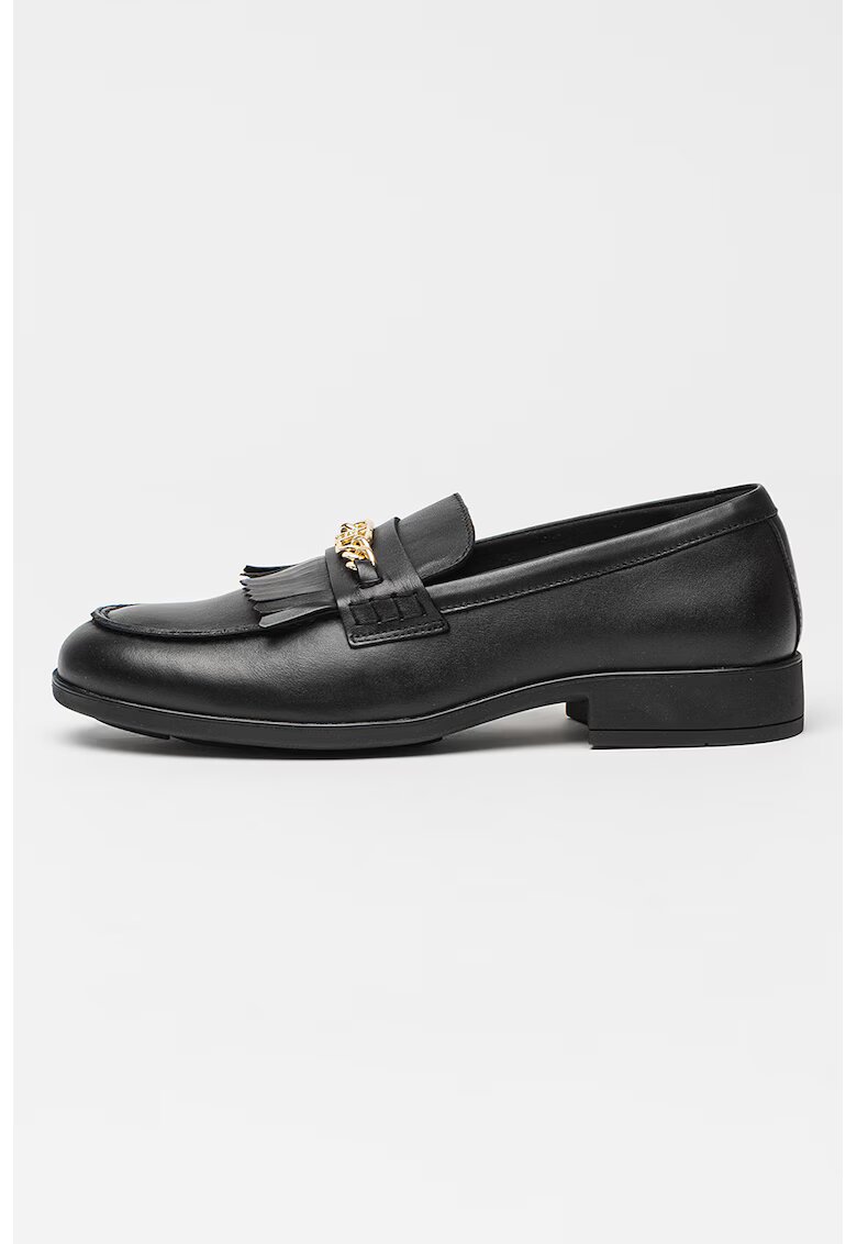 Tommy Hilfiger Pantofi loafer din piele cu detaliu metalizat - Negru