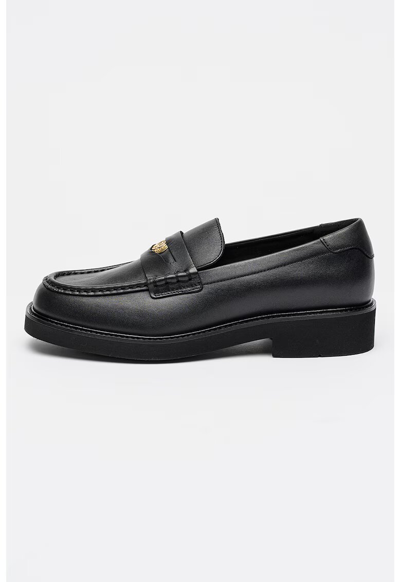 Tommy Hilfiger Pantofi loafer uni de piele - Negru