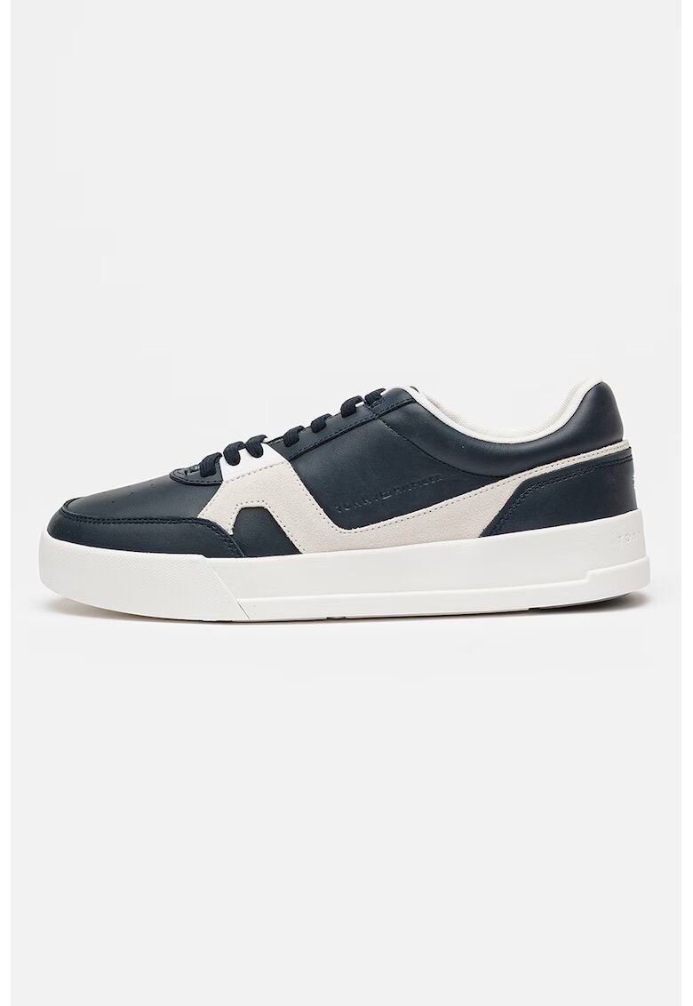 Tommy Hilfiger Pantofi sport din piele cu garnituri contrastante Court Craft - Bleumarin