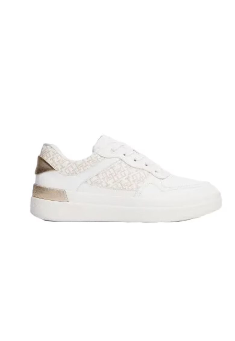 Tommy Hilfiger Pantofi sport din piele si piele ecologica Lux Court - Alb