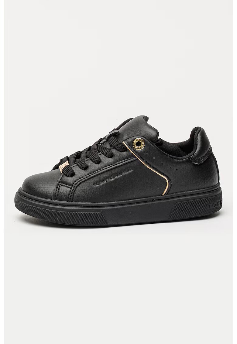 Tommy Hilfiger Pantofi sport low-cut de piele ecologica - Auriu/Negru