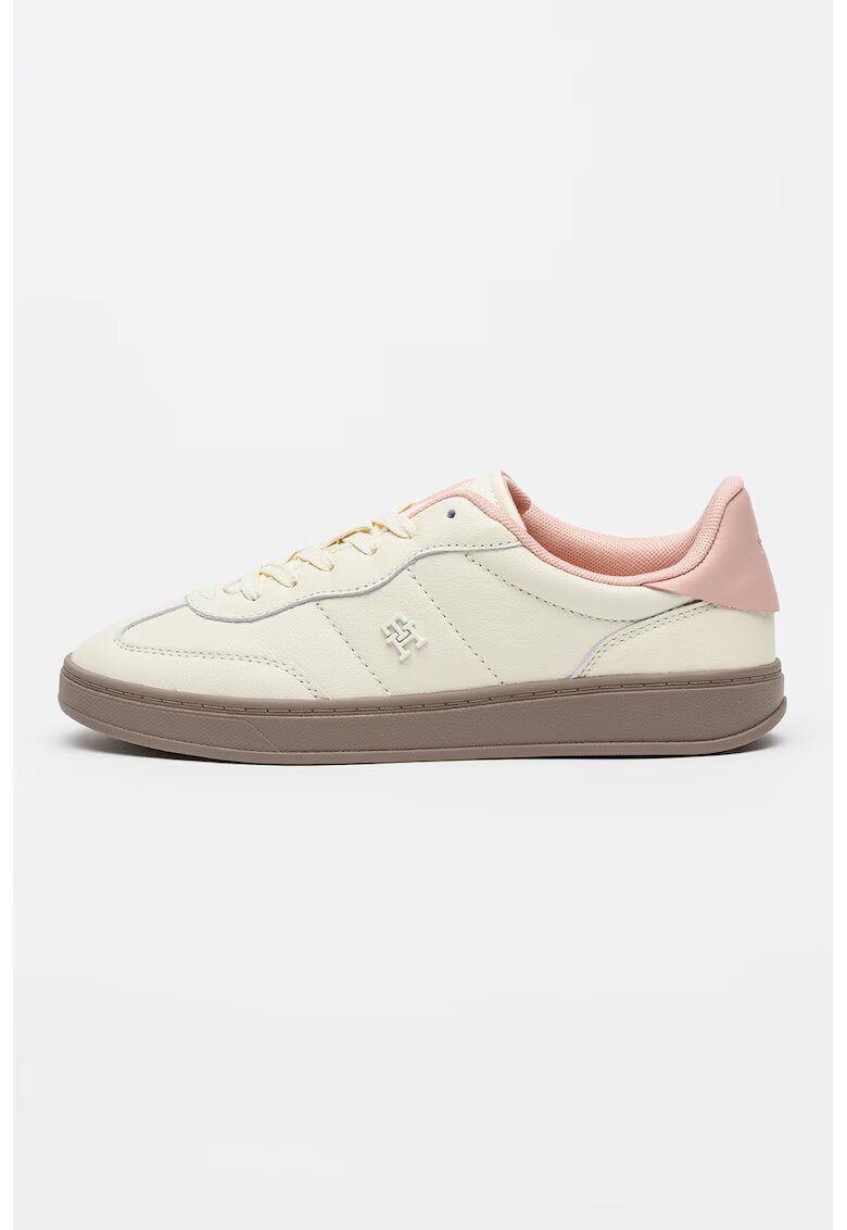 Tommy Hilfiger Pantofi sport low-cut din piele - Alb/Roz deschis