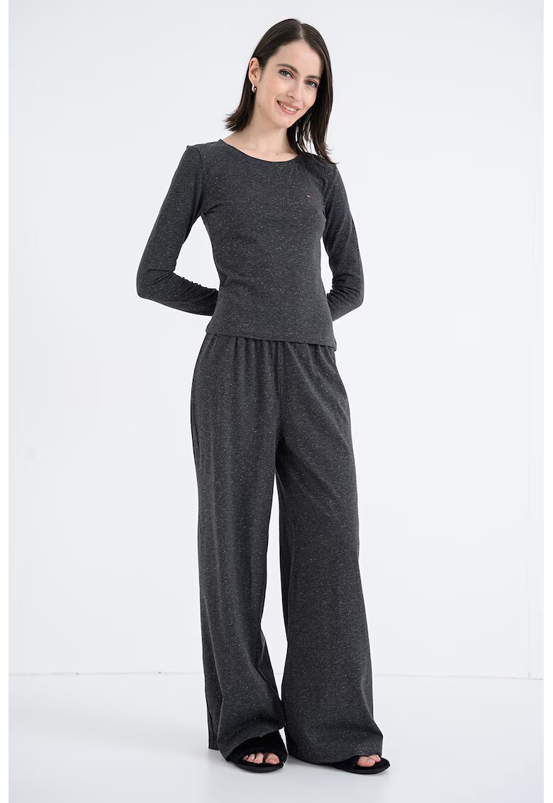 Tommy Hilfiger Pijama din amestec de bumbac cu logo - Gri antracit/Argintiu