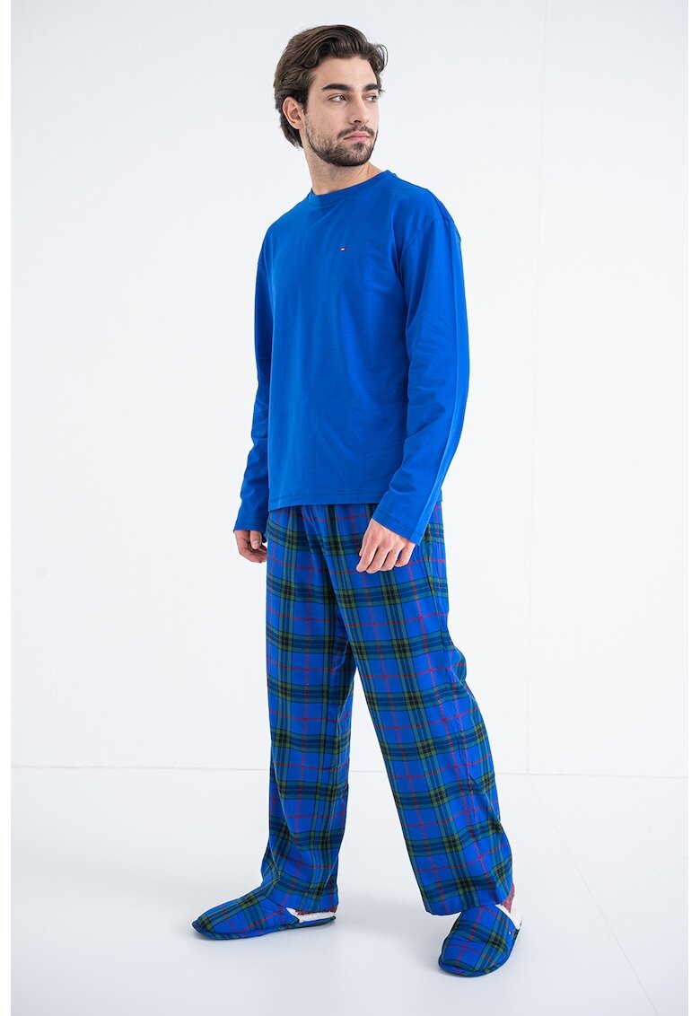 Tommy Hilfiger Pijama din amestec de bumbac cu pantaloni lungi - Rosu/Verde/Albastru royal
