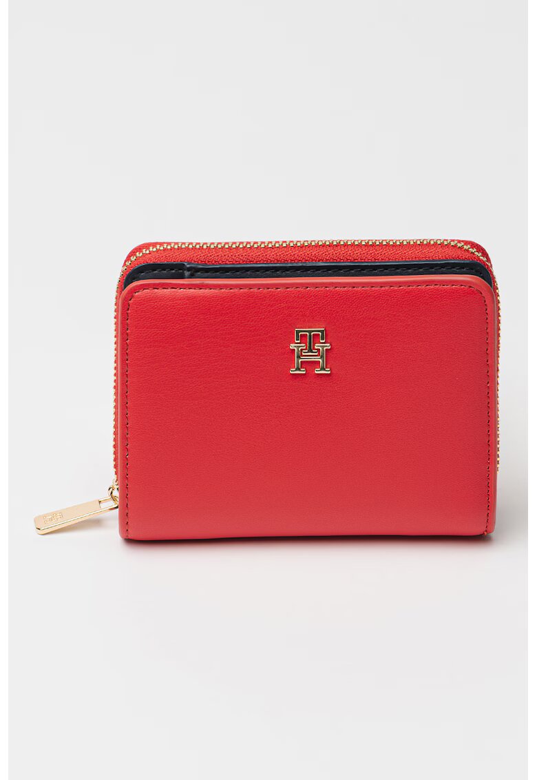 Tommy Hilfiger Portofel de piele ecologica cu fermoar Icon - Rosu