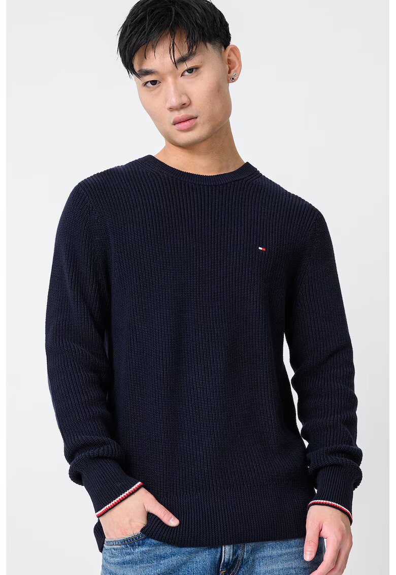 Tommy Hilfiger Pulover slim-fit din bumbac organic - Albastru ultramarin