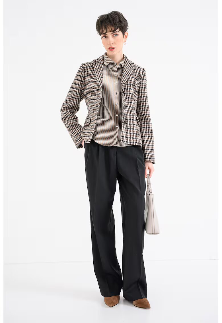 Tommy Hilfiger Sacou din lana cu model in carouri si buzunare cu clapa - Negru/Maro