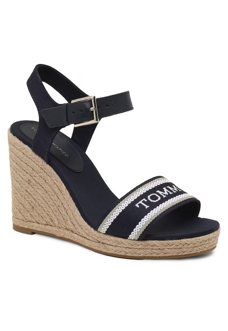 Tommy Hilfiger Sandale tip espadrile cu logo - Bleumarin