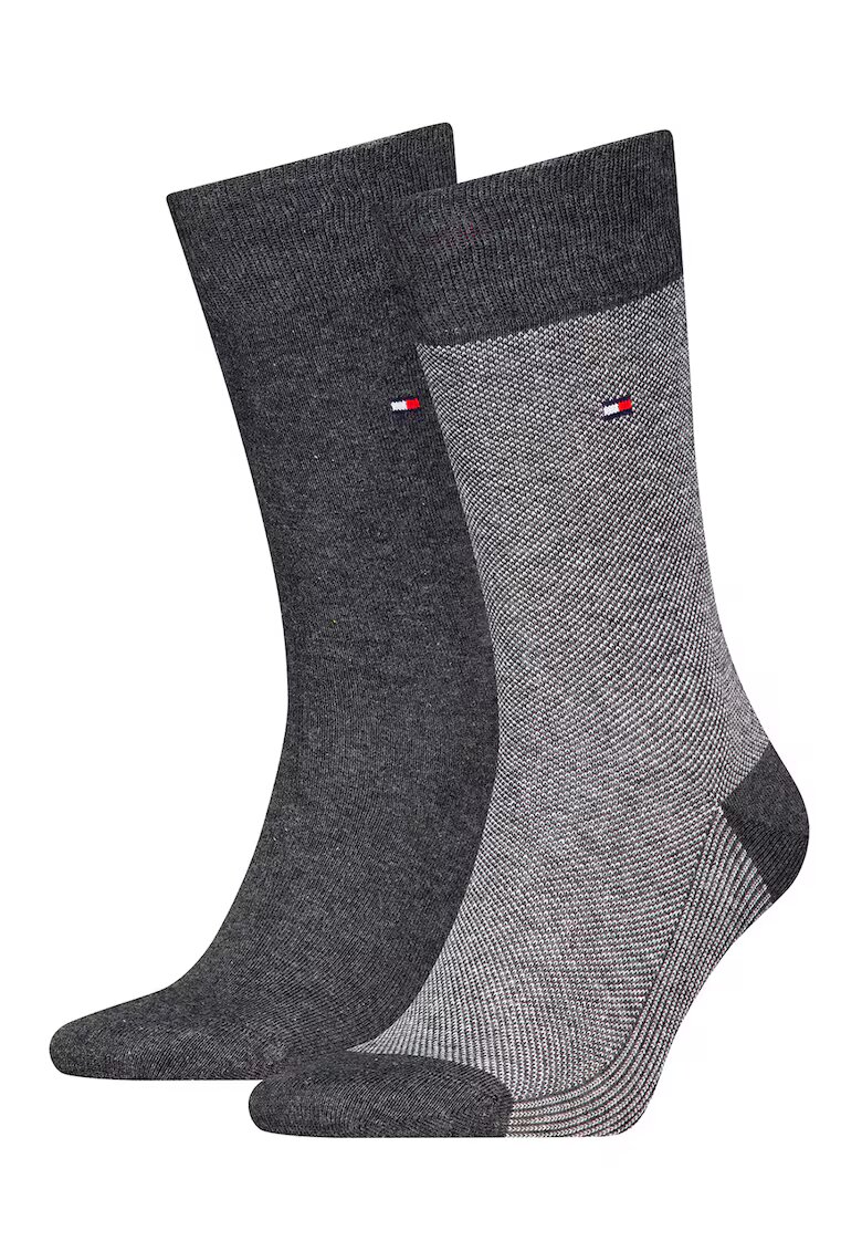 Tommy Hilfiger Set de 2 perechi de sosete lungi uni - Gri deschis/Gri inchis