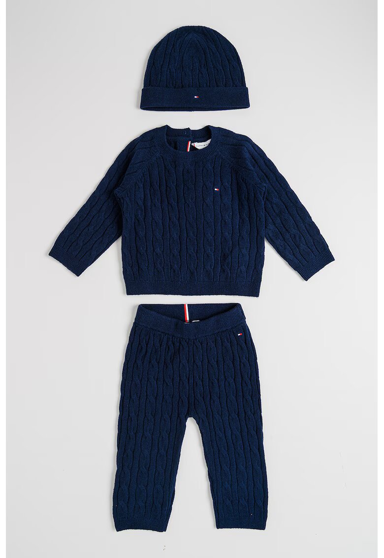 Tommy Hilfiger Set de imbracaminte cu model torsade - 3 piese - Bleumarin